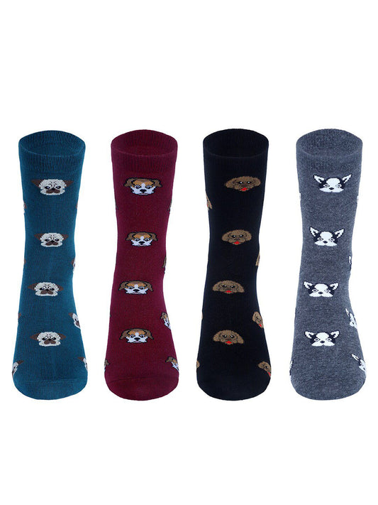 Ladies’ Stylish Crew Socks – Designer Patterns (Pack of 4)